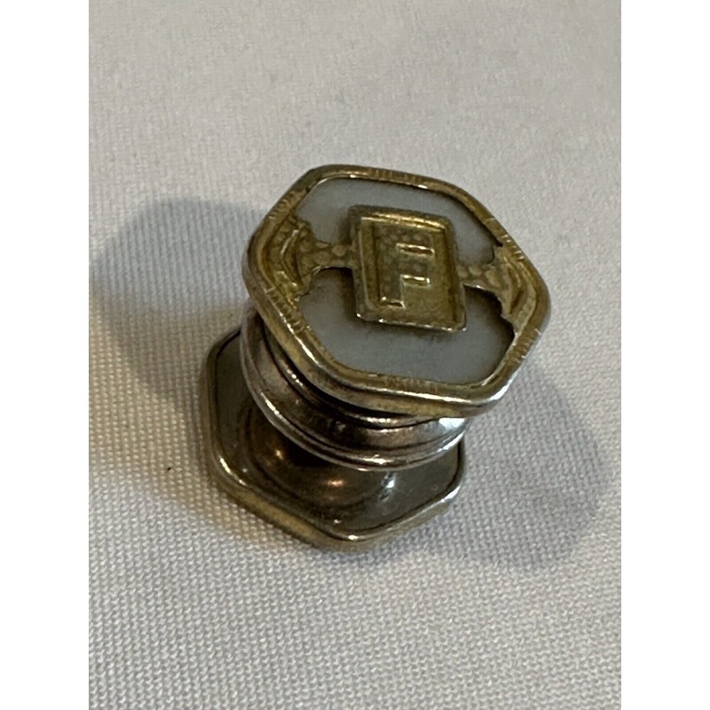 Vintage B&W Co Pat 1923 Mother Of Pearl Silver Tone Snap Art Deco Cufflinks E6